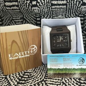 Earth Wood Square Face Watch